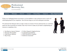 Tablet Screenshot of professionalrecoveryinc.com